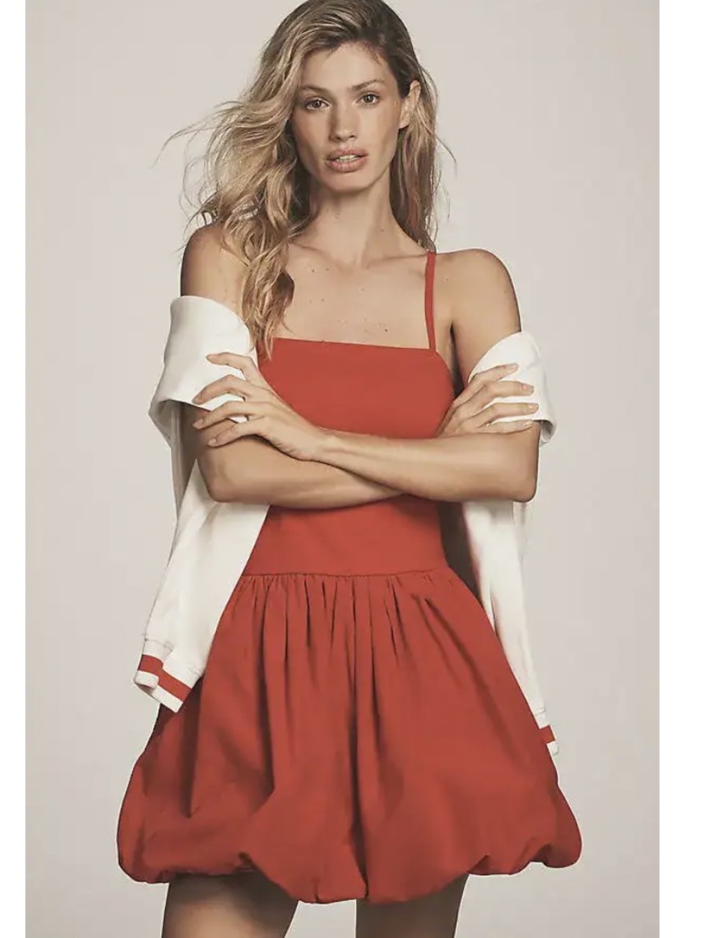 Daily Practice by Anthropologie Bubble Twofer Mini Dress Bright Red Size Large